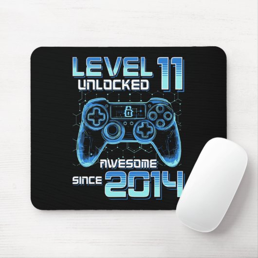 Level 11 Unlocked Video Game Party 11th Birthday G Muismat (Met muis)