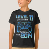 Level 11 Unlocked Video Game Party 11th Birthday G T-shirt (Voorkant)