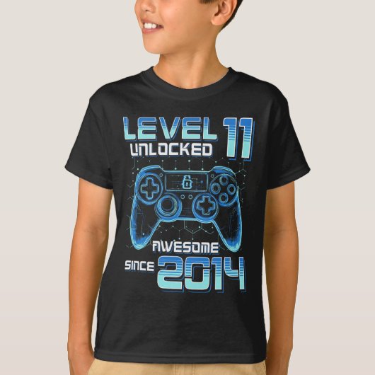 Level 11 Unlocked Video Game Party 11th Birthday G T-shirt (Voorkant)