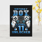 Level 11 Unlocked Video Gamer 11th Birthday Boys  Kaart (Gele Bloem)