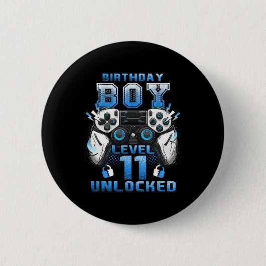 Level 11 Unlocked Video Gamer 11th Birthday Boys Ronde Button 5,7 Cm (Voorkant)