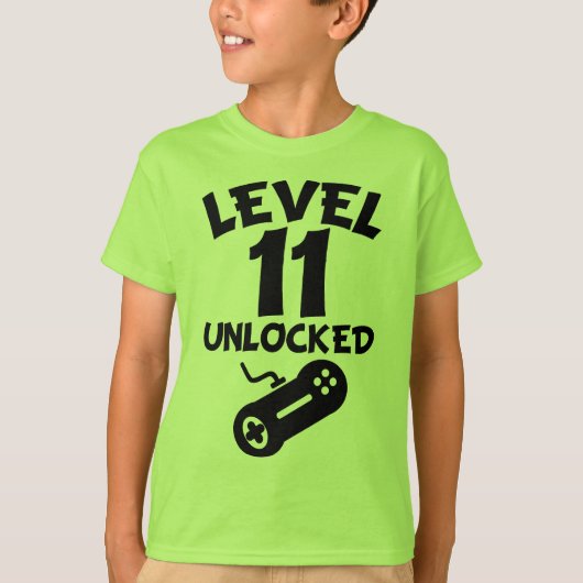 Level 11 Unlocked Video Games 11th Birthday T-Shir T-shirt (Voorkant)