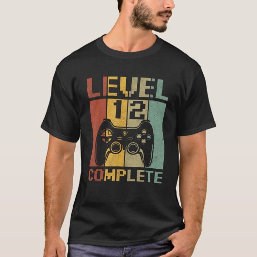 Level 12 complete gamer 12e verjaardag jongens tie t-shirt (Voorkant)
