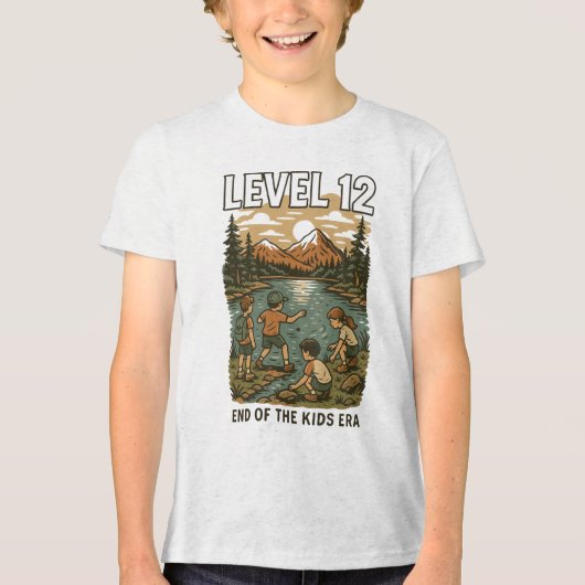 LEVEL 12 Einde van het Kinder tijdperk - 12e verja Tri-Blend Shirt (Voorkant)