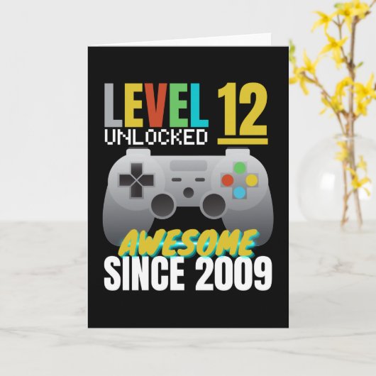 Level 12 Ontgrendeld Geweldig Sinds 2009 Kaart (Gele Bloem)