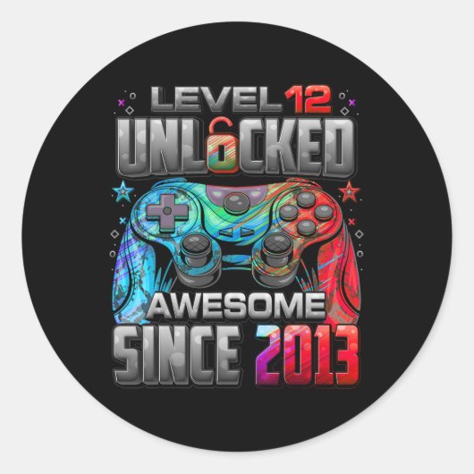 Level 12 Ontgrendeld Geweldig Sinds 2013 12e Verja Ronde Sticker (Voorkant)