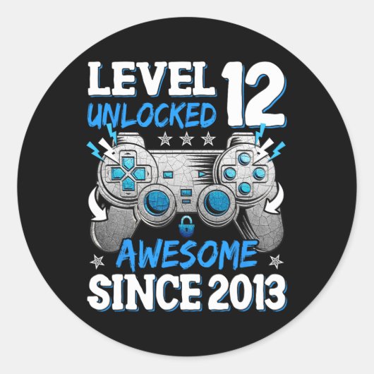 Level 12 Ontgrendeld Geweldig Sinds 2014 Verjaarda Ronde Sticker (Voorkant)