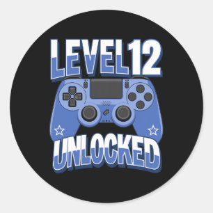 Level 12 Ontgrendeld Grappige Videospeler 12e Verj Ronde Sticker