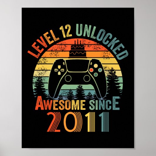 Level 12 ontgrendeld videogame 12 jaar oud 12e BIR Poster (Voorkant)