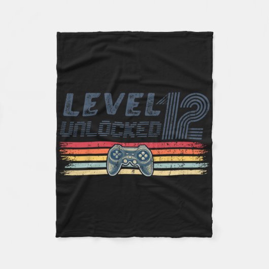 Level 12 Ontgrendeld Videospel 12e Verjaardag Game Fleece Deken (Voorkant)