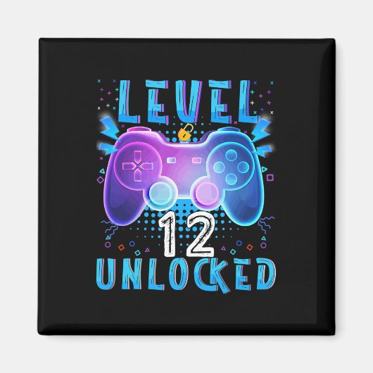 Level 12 Ontgrendeld Videospel 12e Verjaardag Game Magneet (Voorkant)