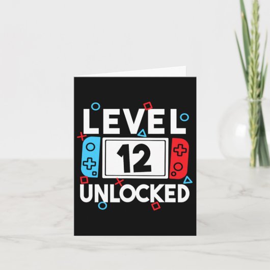 Level 12 ontgrendelde gamer 12e verjaardag videoga kaart (Voorkant)