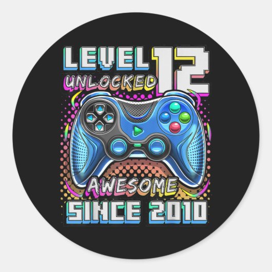 Level 12 Unlocked Awesome 2010 Video Game 12th Ronde Sticker (Voorkant)