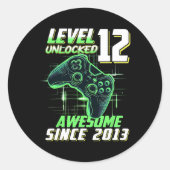 Level 12 Unlocked Awesome Since 2013 12th Birthday Ronde Sticker (Voorkant)