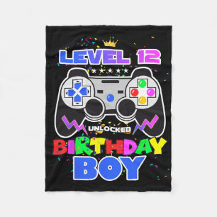 Level 12 Unlocked Birthday Boy 12th Birthday Video Fleece Deken