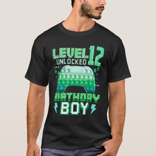 Level 12 Unlocked Birthday Boy Pop It Gamepad Game T-shirt (Voorkant)