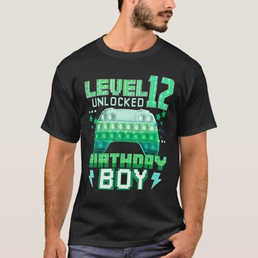 Level 12 Unlocked Birthday Boy Pop It Gamepad Game T-shirt (Voorkant)
