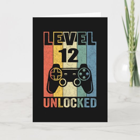 Level 12 Unlocked Shirt Funny Video Gamer 12th Bir Kaart (Voorkant)