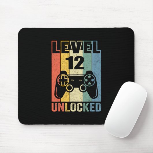 Level 12 Unlocked Shirt Funny Video Gamer 12th Bir Muismat (Met muis)