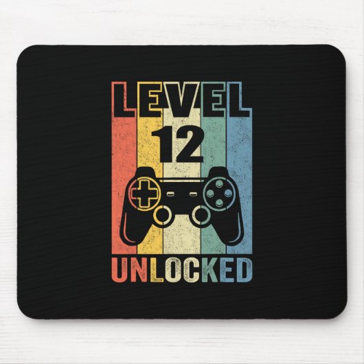 Level 12 Unlocked Shirt Funny Video Gamer 12th Bir Muismat (Voorkant)