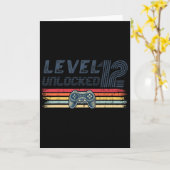 Level 12 Unlocked Video Game 12th Birthday Gamer B Kaart (Gele Bloem)