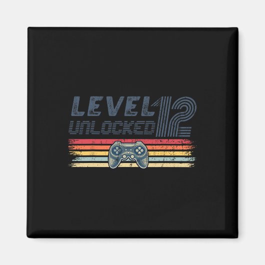 Level 12 Unlocked Video Game 12th Birthday Gamer B Magneet (Voorkant)