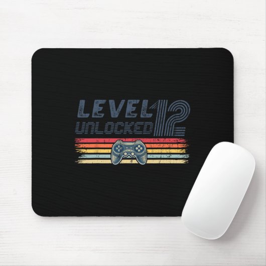 Level 12 Unlocked Video Game 12th Birthday Gamer B Muismat (Met muis)