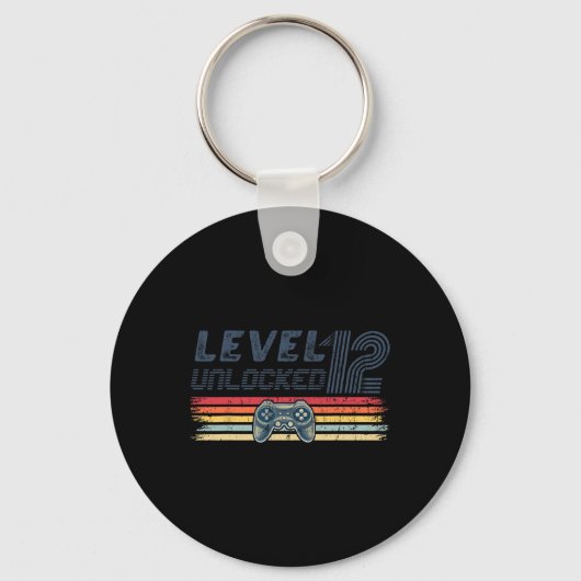 Level 12 Unlocked Video Game 12th Birthday Gamer B Sleutelhanger (Voorkant)