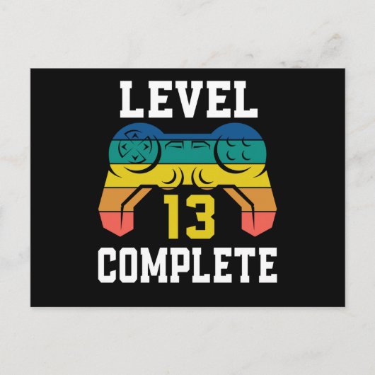 Level 13 Compleet, Retro Videogamer 13e Verjaardag Briefkaart (Voorkant)