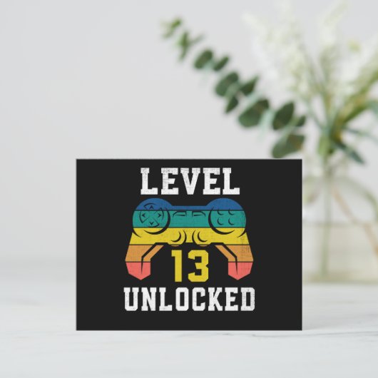 Level 13 Ontgrendeld, 13e Gamer Verjaardag Opgeluc Briefkaart (Staand voorkant)