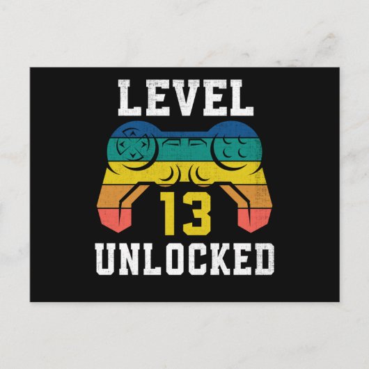 Level 13 Ontgrendeld, 13e Gamer Verjaardag Opgeluc Briefkaart (Voorkant)
