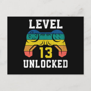 Level 13 Ontgrendeld, 13e Verjaardag Gamer Bedrukt Briefkaart