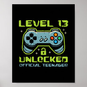 Level 13 Ontgrendeld Officiële Tiener 13e Verjaard Poster