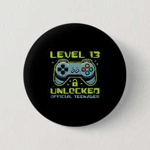 Level 13 Ontgrendeld Officiële Tiener 13e Verjaard Ronde Button 5,7 Cm