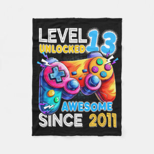 Level 13 ontgrendeld videospel 13e verjaardag fleece deken