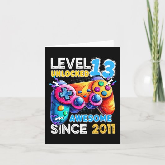 Level 13 ontgrendeld videospel 13e verjaardag kaart (Voorkant)
