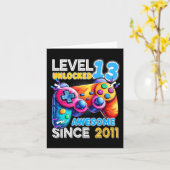 Level 13 ontgrendeld videospel 13e verjaardag kaart (Gele Bloem)
