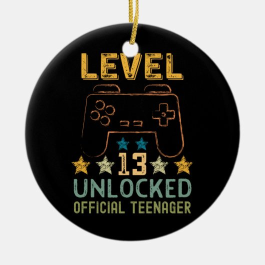 Level 13 unlocked 13th birthday gamers video keramisch ornament (Voorkant)