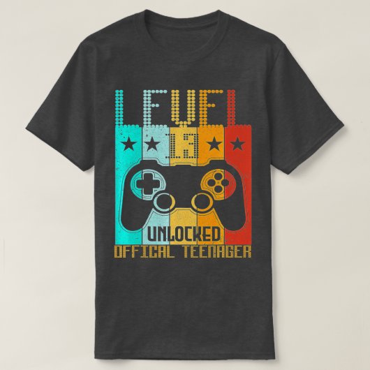 Level 13 Unlocked 13th Video Birthday Gift T-shirt (Design voorkant)
