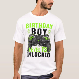 Level 13 Unlocked Birthday Boy 13 Year Old Boys Ga T-shirt