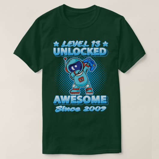 Level 13 Unlocked Born 2009 Dabbing Astronaut 13th T-shirt (Design voorkant)
