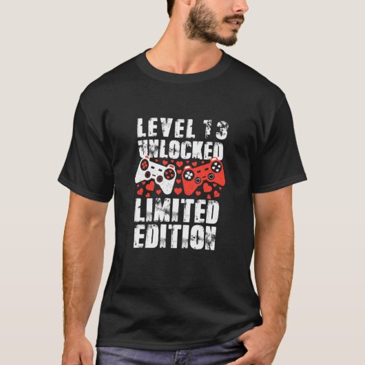 Level 13 Unlocked Boy Men Video Games 13th Birthda T-shirt (Voorkant)