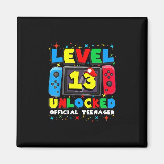 Level 13 Unlocked Gamer 13th Birthday Gift Video G Magneet (Voorkant)