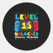 Level 13 Unlocked Gamer 13th Birthday Gift Video G Ronde Sticker (Voorkant)