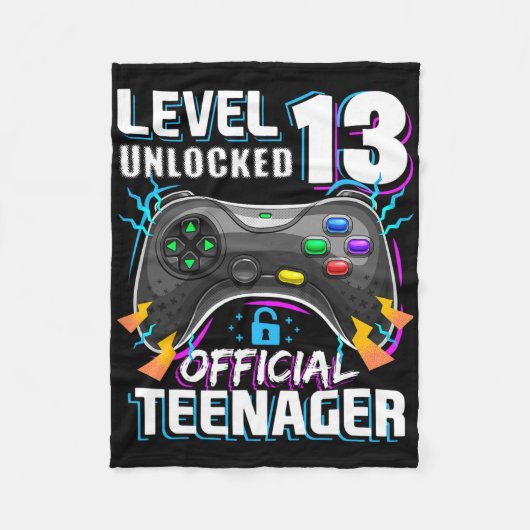 Level 13 Unlocked Official Teenager Video Game 13t Fleece Deken (Voorkant)