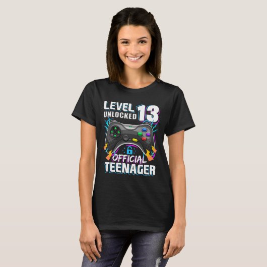 Level 13 Unlocked Official Teenager Video Game 13t T-shirt (Voorkant volledig)