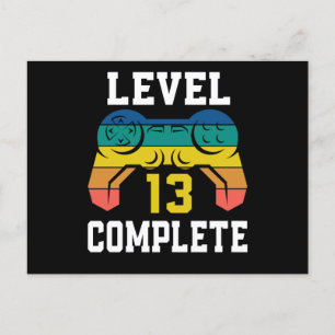 Level 13 Voltooid, Retro Videospeler 13e verjaarda Briefkaart