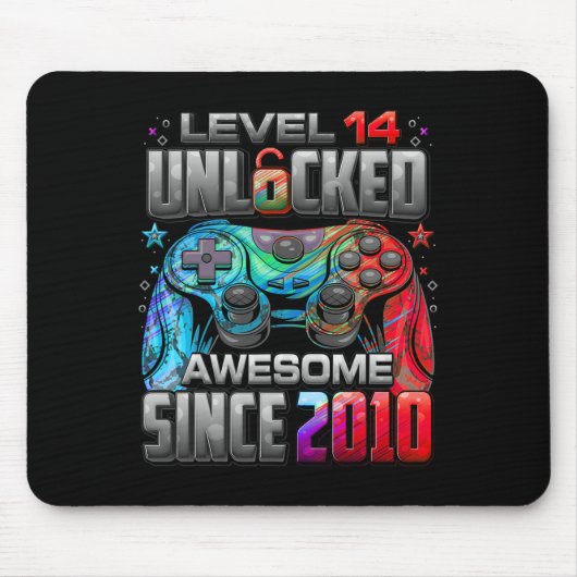 Level 14 Ontgrendeld Geweldig Sinds 2010 14e Verja Muismat (Voorkant)