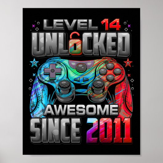 Level 14 Ontgrendeld Geweldig Sinds 2011 14e Verja Poster (Voorkant)