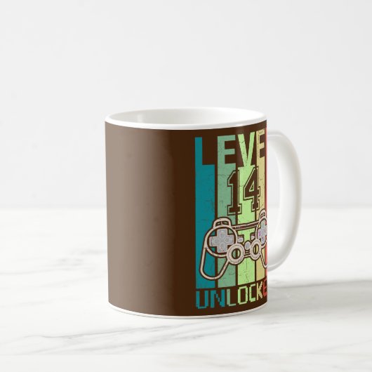 Level 14 Unlocked Video Gamer 14th Birthday Gifts Koffiemok (Voorkant rechts)